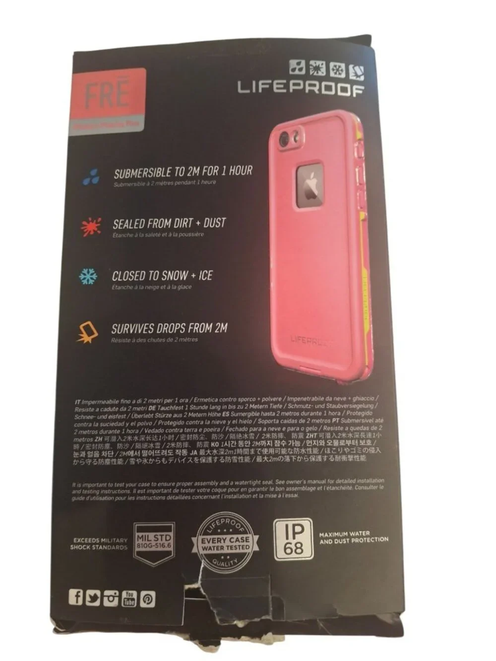 Lifeproof Fre Waterproof Case For iPhone 6/6s Plus Pink Dirt Snow Drop Protect